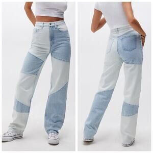 PacSun Women's Y2K 90's Eco Two-Tone Patchwork Boyfriend Jeans Light Wash - 28